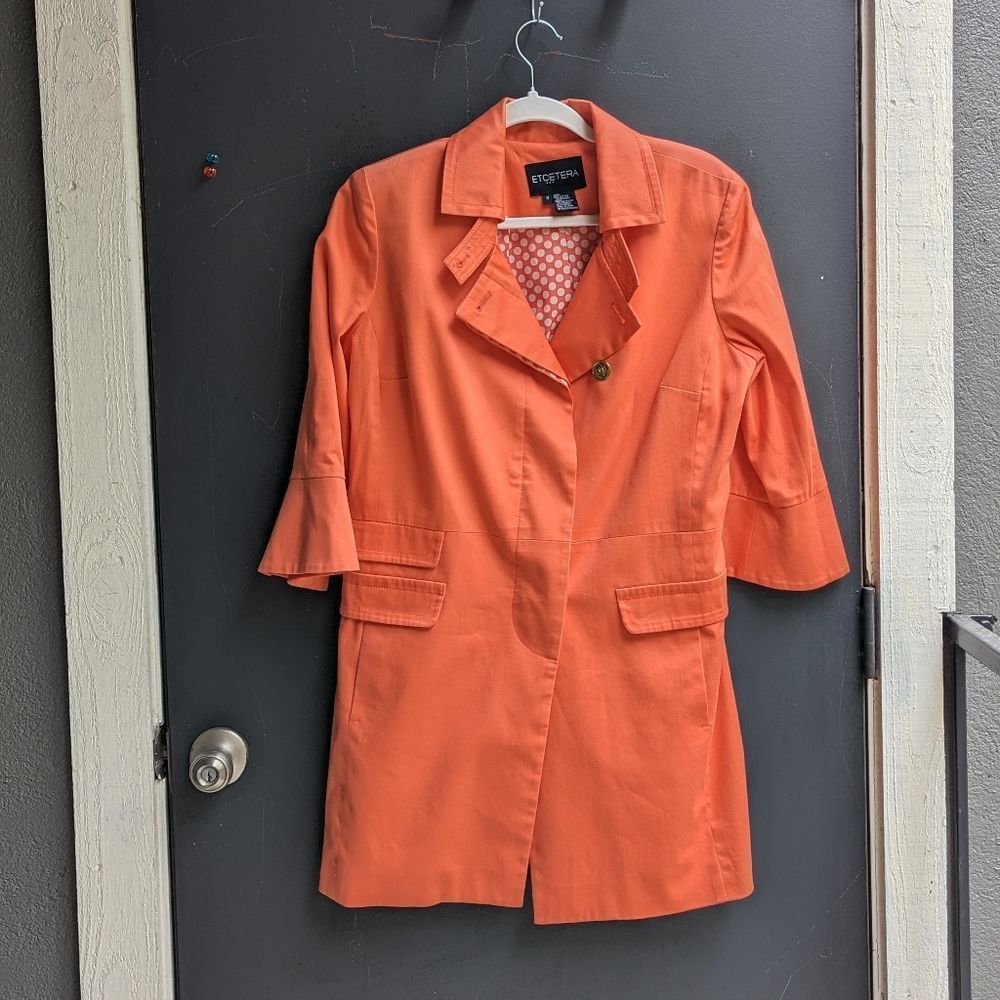 Etcetera Bell Sleeve Trenchcoat Peachy Coral - Picture 4 of 13